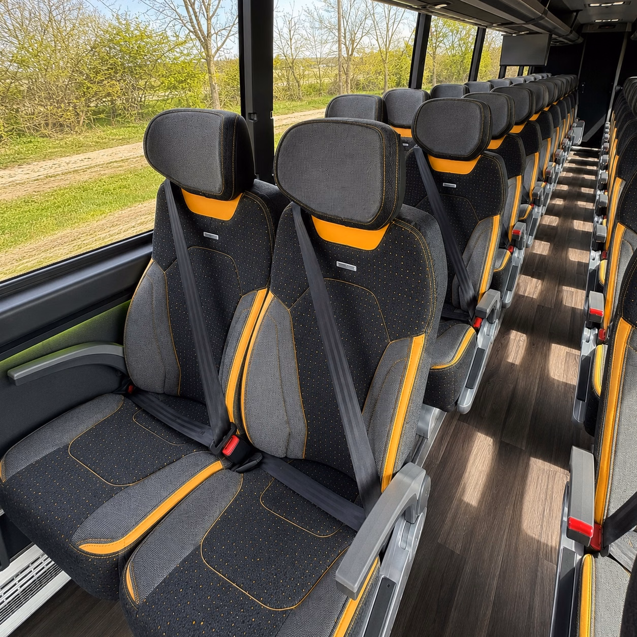 pueblo charter bus rental interior